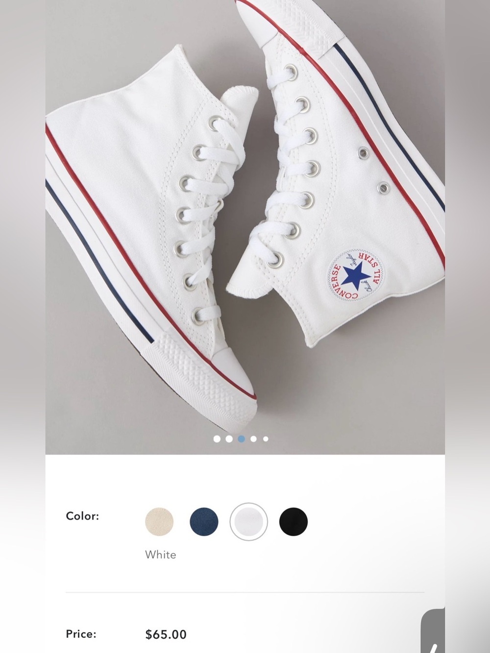 Converse chuck Taylor All Star White High-Top Sneakers with Red & Blue Stripe - Picture 3 of 15